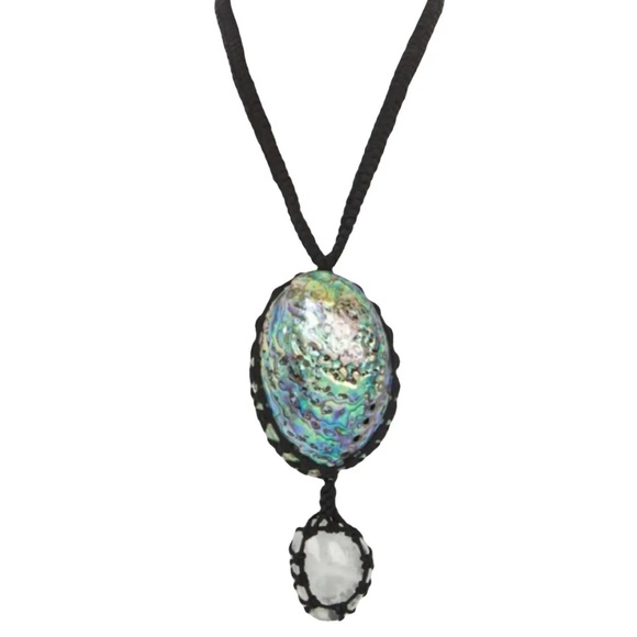 Chloe Larry Shell & Amethyst Double Pendant Macramé Necklace